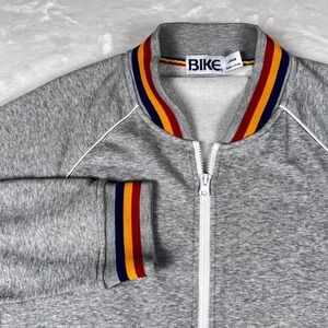 Bike Track Jacket Mens Large Gray Full Zip Cotton Blend Athletic BAM142